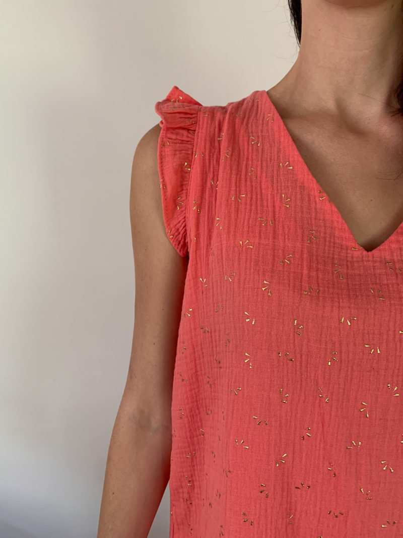 robe coton, robe en gaze de coton, robe rose, robe légère été