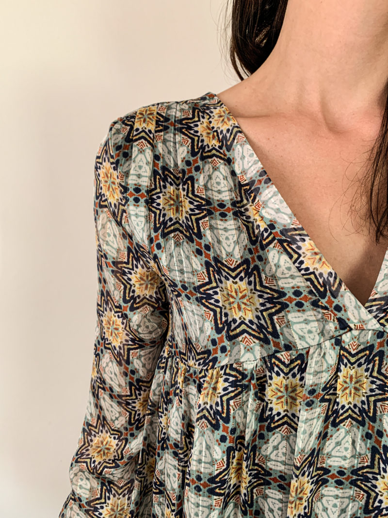 robe courte, robe à motifs