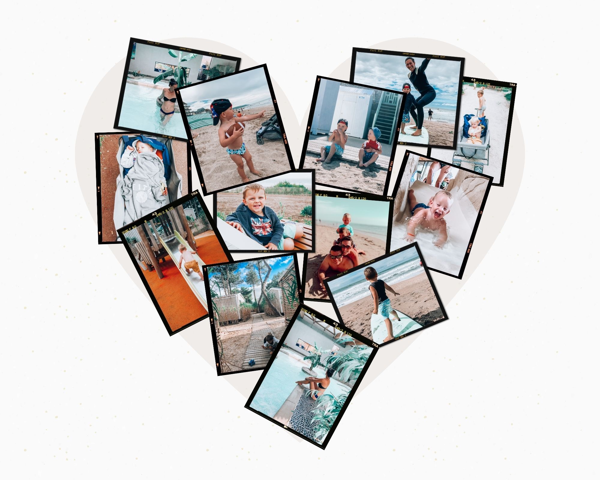 Cream Polaroid Heart-Shaped Photo Collage