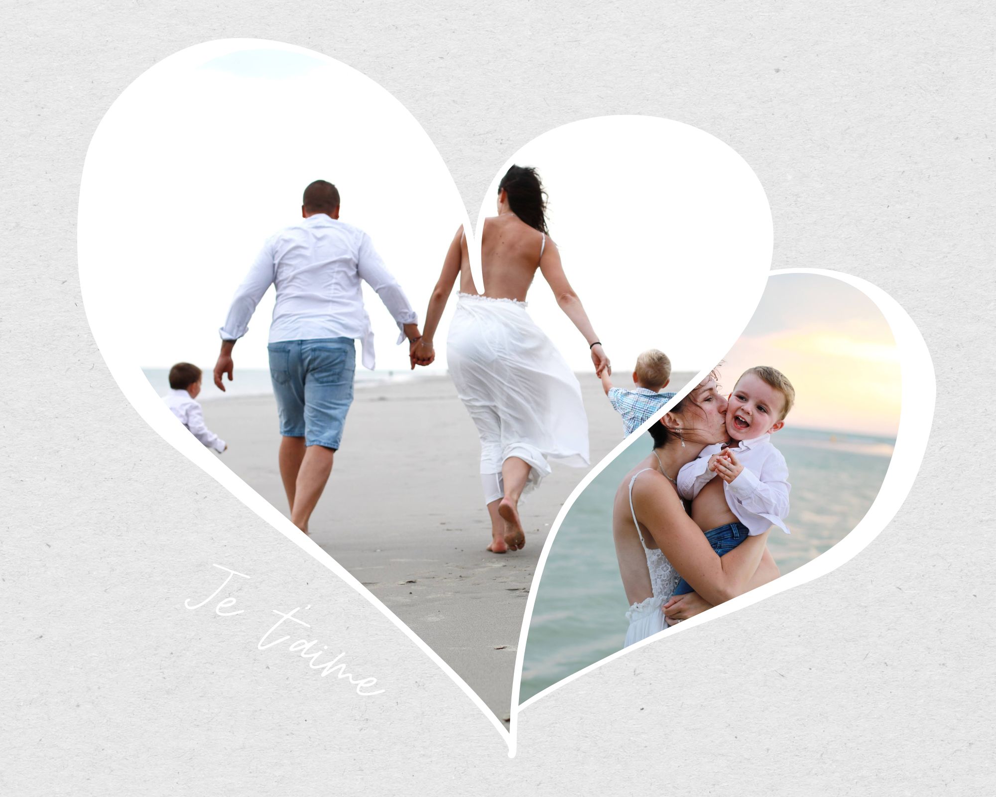 Blanc et Crème En forme de cœur Photo Montage - 1
